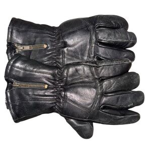 Black leather thinsulate Men's motorcycle snow hunting Gloves medium zip wrist